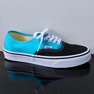 Vans Women's 2-Tone Skate Low-Top Canvas Sneaker in Beautiful Black / Blue Atoll